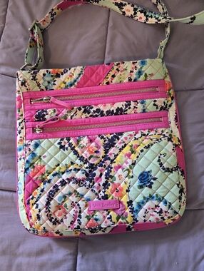 Vera Bradley Quilted Spring Floral Crossbody in Hot Pink & Mint